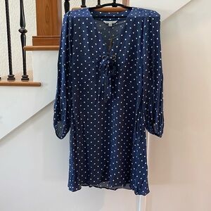 American Eagle Outfitters navy blue polka dot dress